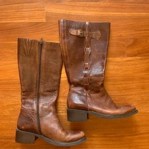 Brown leather knee high boots